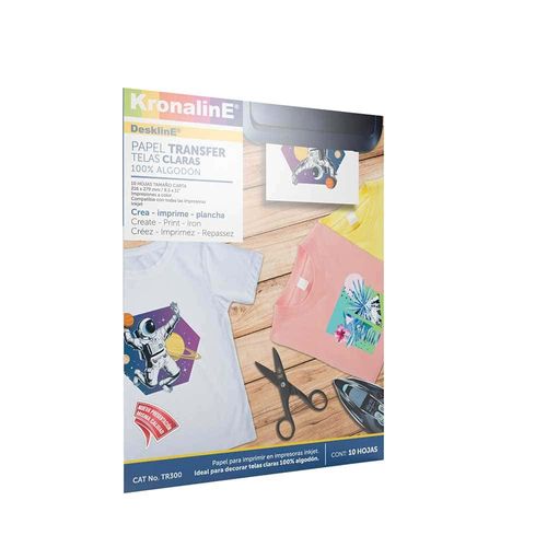 Papel Transfer para Telas Colores con 10 Hojas Kronaline